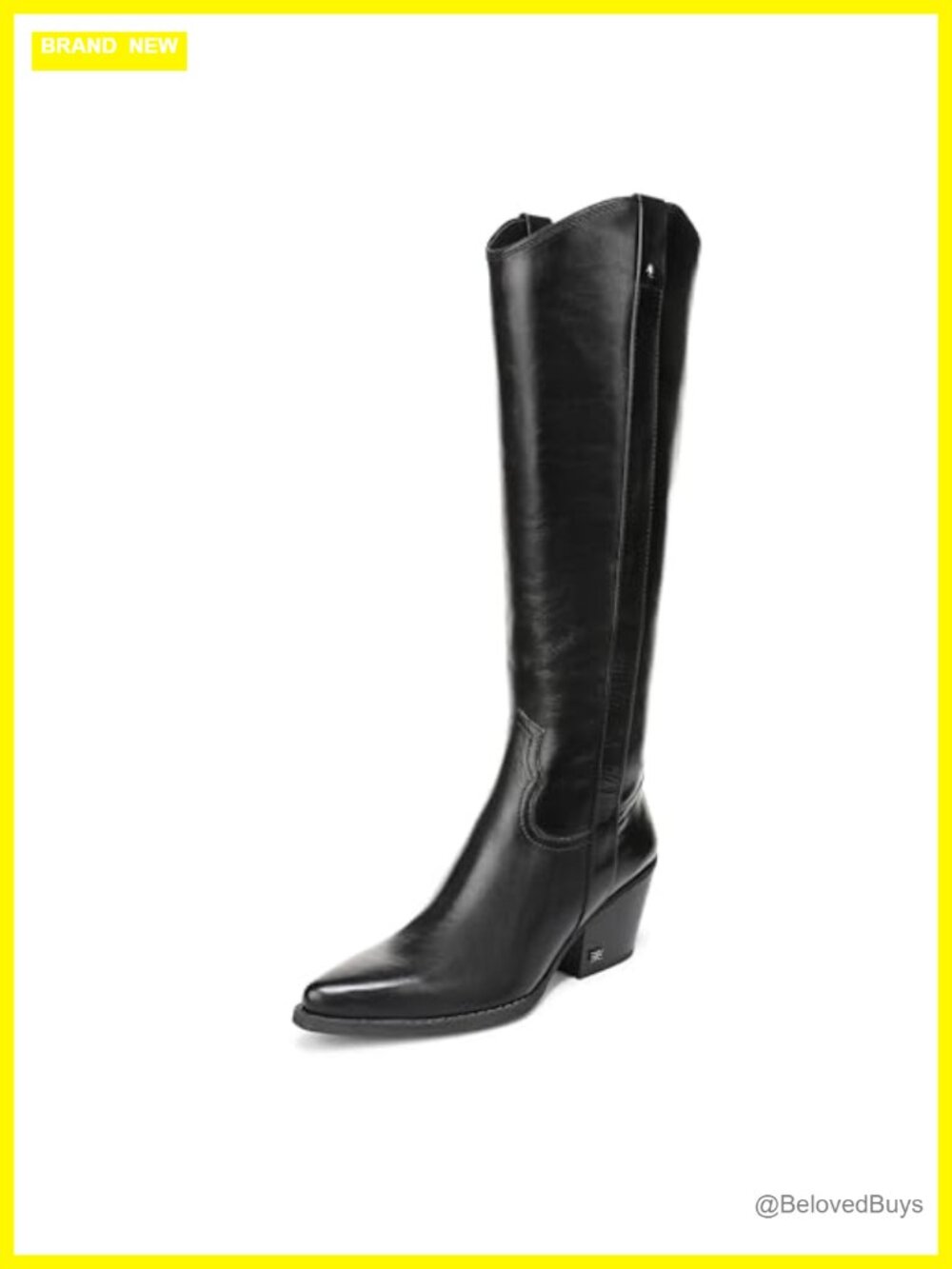 Western Knee High Boots Leather Pointed Toe Cuban Heel Zip Tall Boots